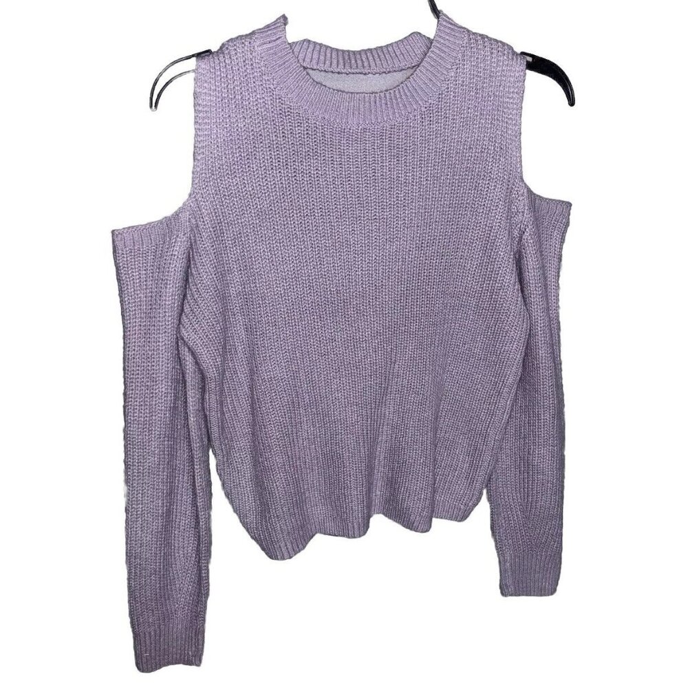 Full Circle Trends Brand Cold Shoulder Sweater Large Lavender Twist Back